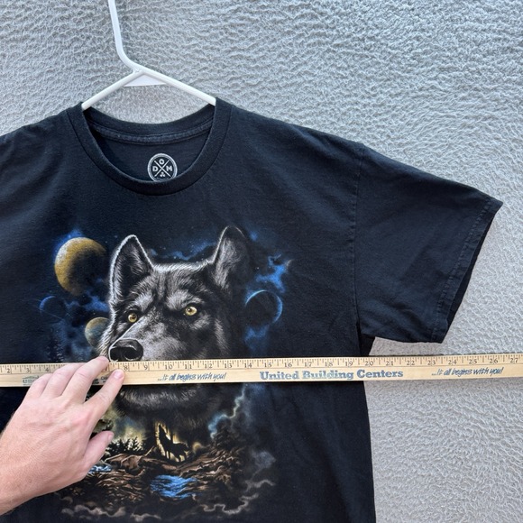 DOM Shirt Adult Large Black Nature Wildlife Wolf Grunge Skater Retro Graphic Tee - Picture 3 of 9